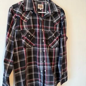 Ely Cattleman Men's Dark Plaid Button Down Shirt